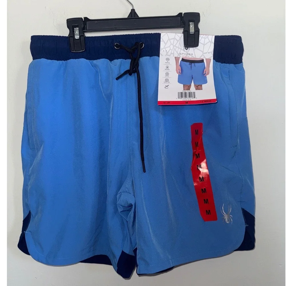 Spyder Swim Mens Blue Board Shorts Trunks Quick Dry UV Protection Size M NWT
